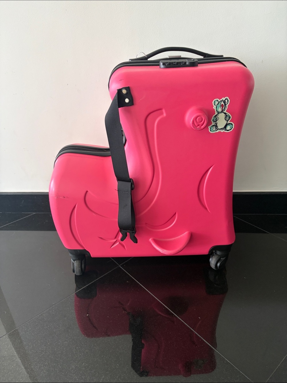 Kids Pink Rolling Scooter-Style Luggage